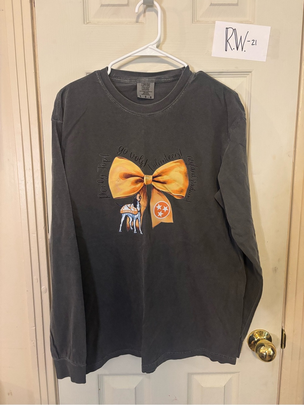 Comfort Colors Long-Sleeve Tee with Orange Bow Graphic